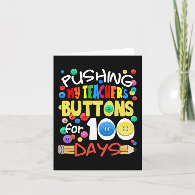 Carte Pousser les boutons de mon enseignant pour 100 jou (Devant)