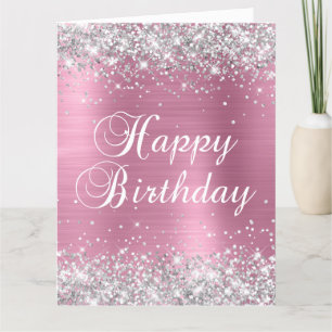 Carte Poussière de paillettes argentées Rose poussiéreus