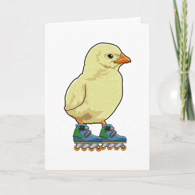 Carte Poussin en tant que patineur en ligne avec des pat (Devant)