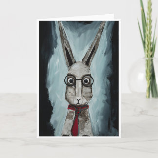 Carte Power Tie. A rabbit with eye glasses and a red tie