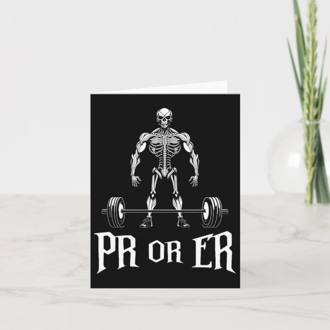 Carte Pr Ou Er Drôle Skeleton Poids Gym Bodybuil (Devant)
