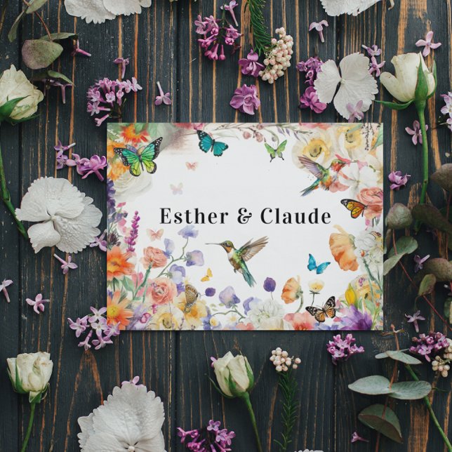 Carte Prairie de fleurs sauvages colibri papillon  (Créateur téléchargé)