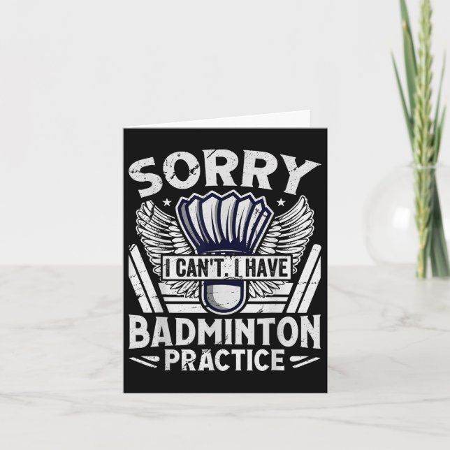 Carte Pratique Badminton - Désolé Je Ne Peux Pas (Devant)