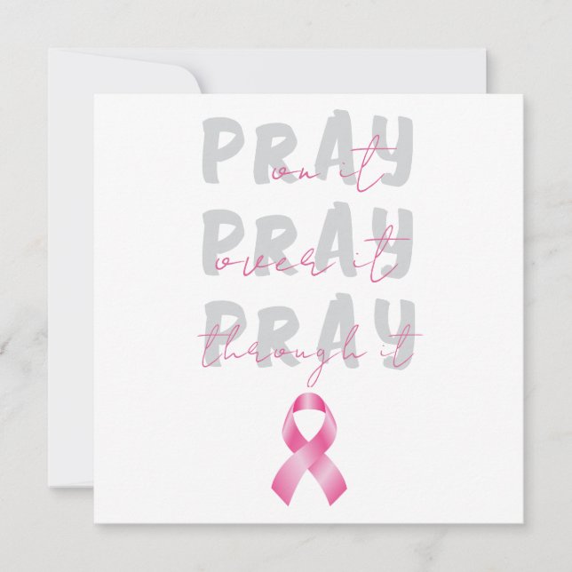 Carte Pray Pink Ribbon Beat Breast Cancer Card (Devant)