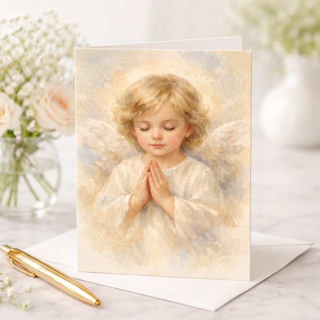 Carte Praying Angel Child Watercolor Religious (Créateur téléchargé)