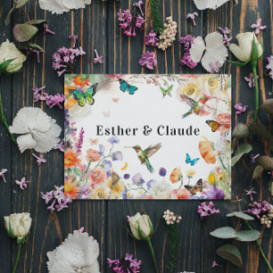 Carte Pré Fleur sauvage des colibris papillon