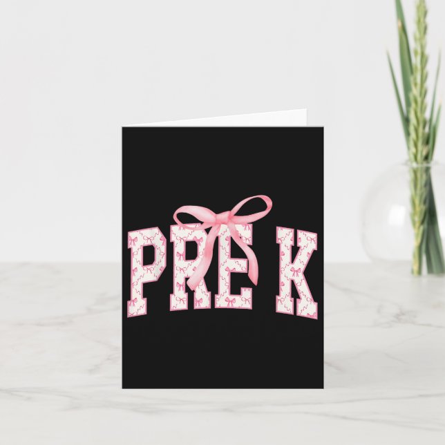 Carte Pré K Coquette Préscolaire Bow Retour À L'École He (Devant)