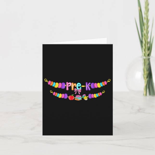 Carte Pré-k Retour À L'École Bracelet Enseignant Filles  (Devant)