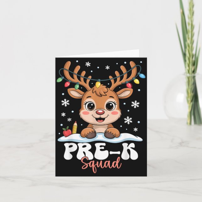 Carte Pre-k Squad Reindeer Christmas Lights Cute Winter  (Devant)