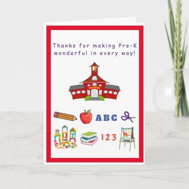 Carte Pre-K Teacher/Staff Appreciation Card (Devant)