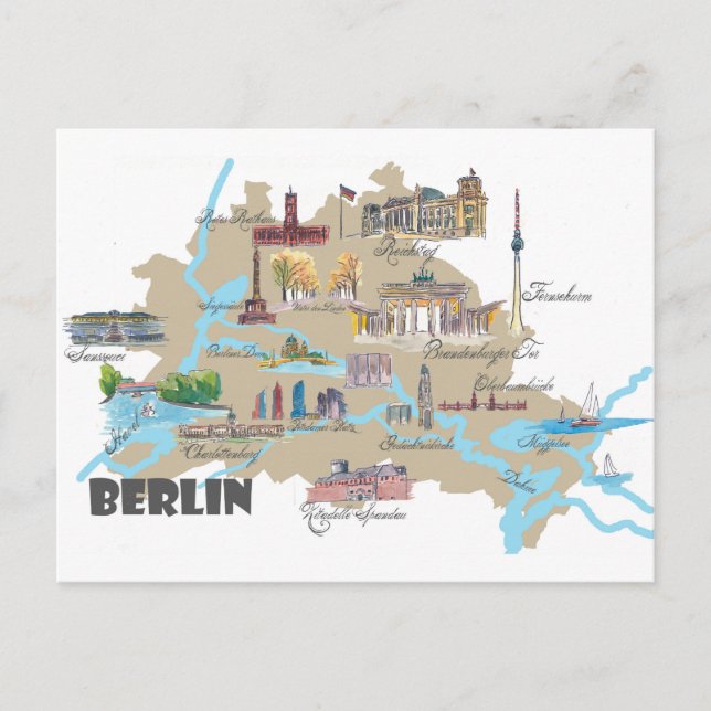 Carte préférée de Berlin avec points forts tourist (Devant)