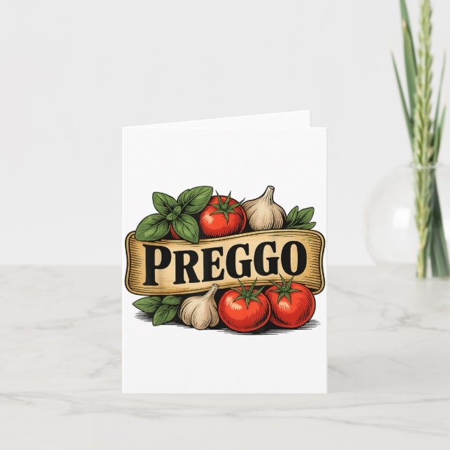 Carte Preggo Costume Pregnancy Announcement Prego Pasta  (Devant)