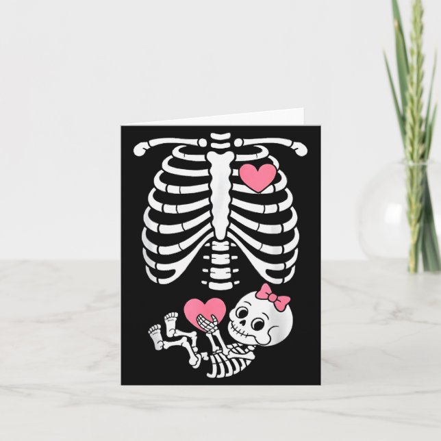 Carte Pregnancy Skeleton Girl Baby Rib Cage Belly Bump H (Devant)