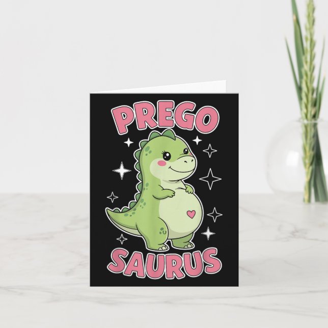 Carte Pregosaurus Mignon Rétro Maman Dinosaure Grossesse (Devant)