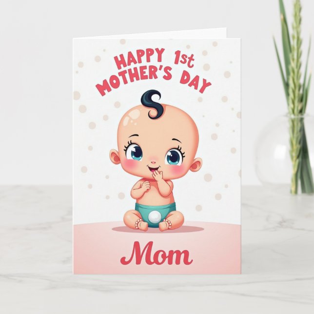 Carte premier âge bébé pois (Devant)
