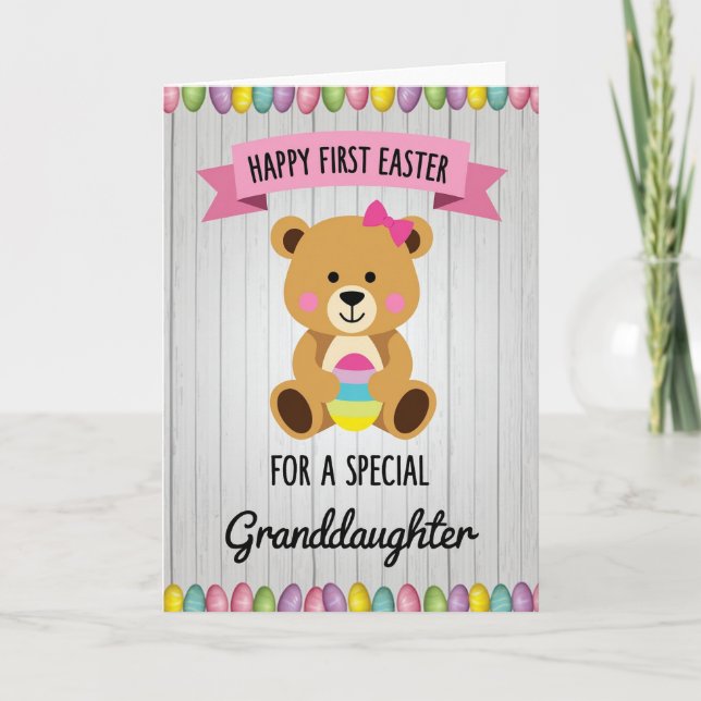 Carte premier anniversaire avec un câlin d'ours (Devant)