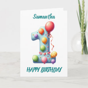 CARTE PREMIER ANNIVERSAIRE BALLONS HEUREUX ANNIVERSAIRE