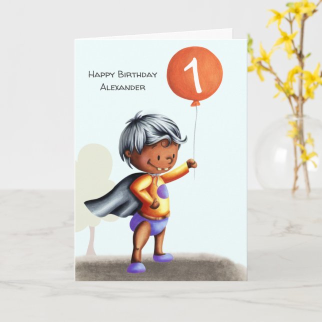 Carte Premier anniversaire bébé dans les plongeurs âge p (Fleur jaune)