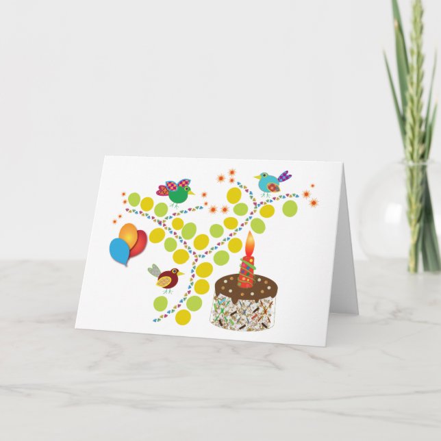 Carte Premier anniversaire cadeau : Trois oiseaux (Devant)