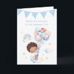 Carte Premier anniversaire de Grandson<br><div class="desc">1er Anniversaire au coeur de notre carte Grandson avec un beau poème à l'intérieur. Couverture illustrée à la main dans un thème bleu, Parfait pour un premier anniversaire, que ce peu probablement ne se rappellera pas mais grandira en voyant les photos et en entendant les histoires de bonnes chaussures Anniversaire...</div>