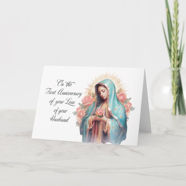 Carte Premier anniversaire de la perte du mari béni Mari (Devant)