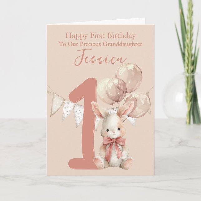 Carte Premier anniversaire de lapin  (Devant)