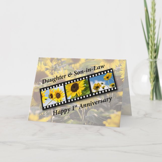 Carte Premier anniversaire de mariage de fille et gendre (Devant)
