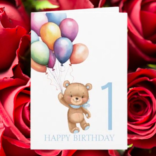 Carte Premier anniversaire de Teddy Little One (Celebrate your little teddy’s first birthday with a heartfelt card that captures love and joy)
