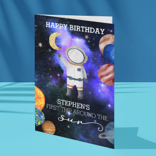Carte Premier Anniversaire Espace Astronaute Galaxie Pla