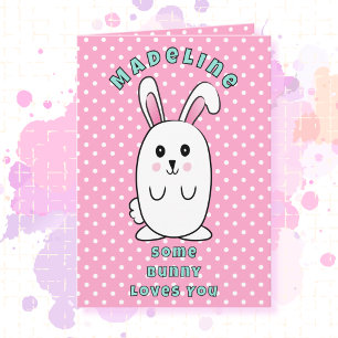 Carte Premier Anniversaire Lapin Mignon Dessin Animé Ann