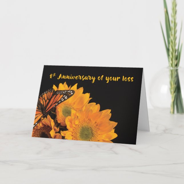 Carte Premier anniversaire religieux de perte Papillon (Devant)