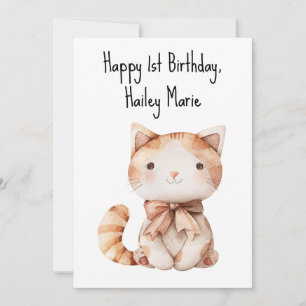 Carte Premier Anniversaire Stuffed Toy Chat Personnalisé
