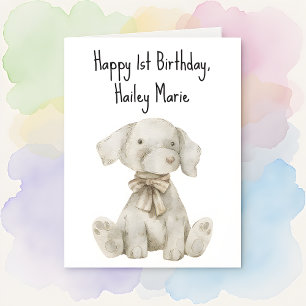 Carte Premier Anniversaire Stuffed Toy Chien Personnalis