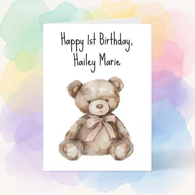 Carte Premier anniversaire Teddy Bear Personnalisé (Créateur téléchargé)