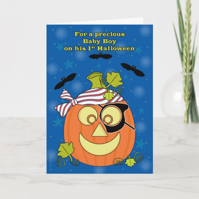 Carte Premier Citrouille d'Halloween de Baby Boy Pirate  (Devant)