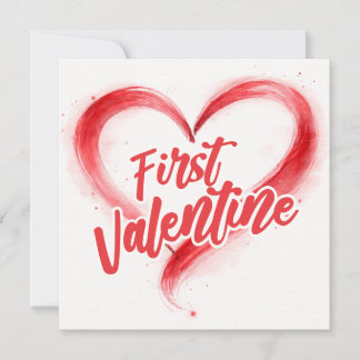 Carte Premier cœur rouge minimal de la Saint-Valentin