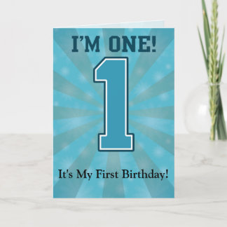 Carte Premier garçon d'anniversaire, je suis un, grand b