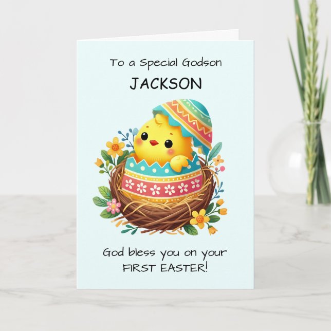 Carte Premier Godson de Pâques Personnaliser les bénédic (Devant)