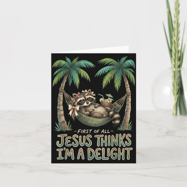 Carte Premier Jésus pense qu'un design de raton laveur e (Devant)