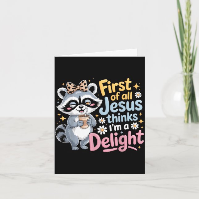 Carte Premier Jésus pense qu'un design de raton laveur e (Devant)