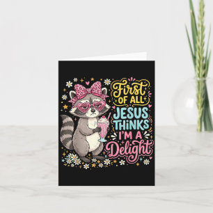 Carte Premier Jésus pense qu'un design de raton laveur e