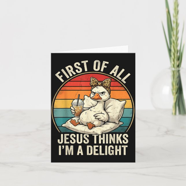 Carte Premier Jésus pense qu'un plaisir drôle de concept (Devant)