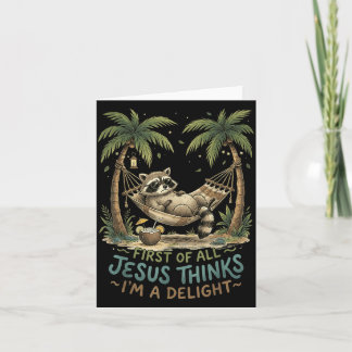 Carte Premier Jésus pense qu'un raton laveur drôle est u
