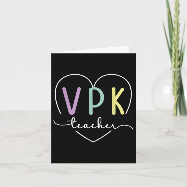 Carte Premier Jour De Vpk Enseignant Coeur Retour À L'Éc (Devant)
