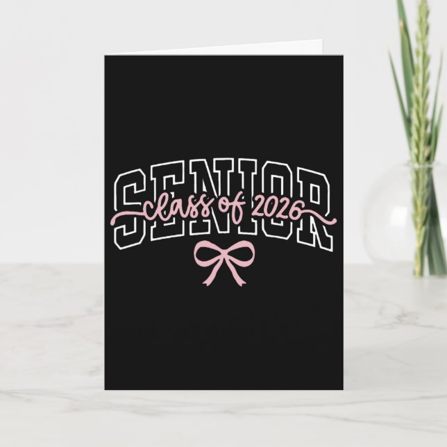 Carte Premier jour d'école Rose Coquette Bow Senior 2026 (Devant)