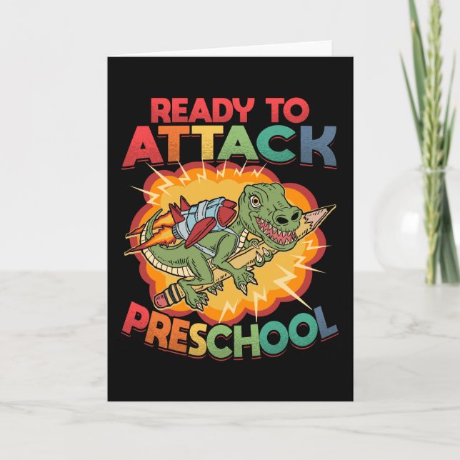 Carte Premier Jour Du Dinosaure Préscolaire Retour À L'É (Devant)
