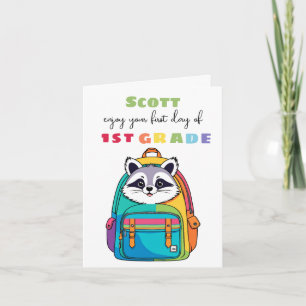 Carte Premier Jour Raton laveur École primaire Fils Fill