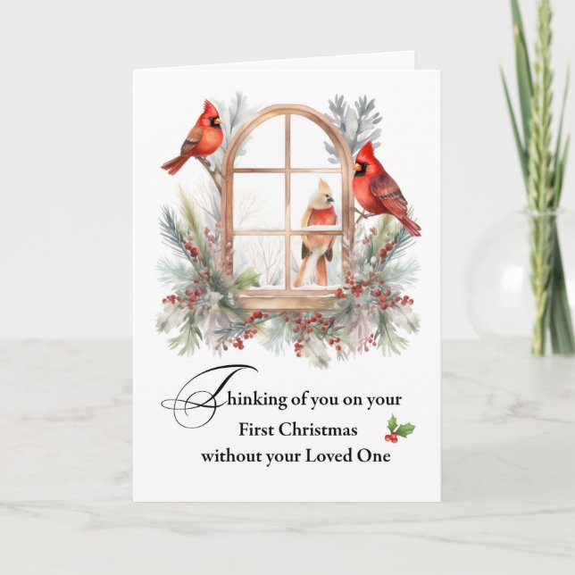 Carte Premier Noël sans votre amour Un cardinal (Devant)