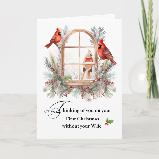 Carte Premier Noël sans votre femme Cardinal Birds (Devant)