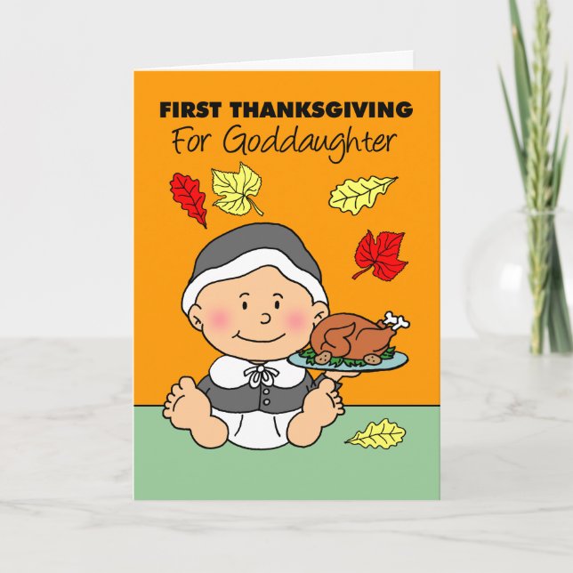 Carte Premier pèlerin de Thanksgiving mignon de Godgirl (Devant)